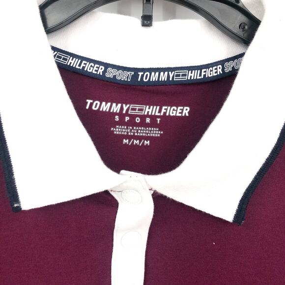 TOMMY HILFIGER SPORT Cropped Polo Shirt Medium Purple Crushed Grape NWT - Picture 5 of 10